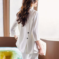 批发夏季女薄款休闲时尚七分袖<b class='q'>雪纺</b>防晒小西服西装上衣外套