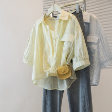 批发实拍26年夏季现款<b class='q'>大码</b>时尚韩版青春宽松两件套小背心衬衫外套