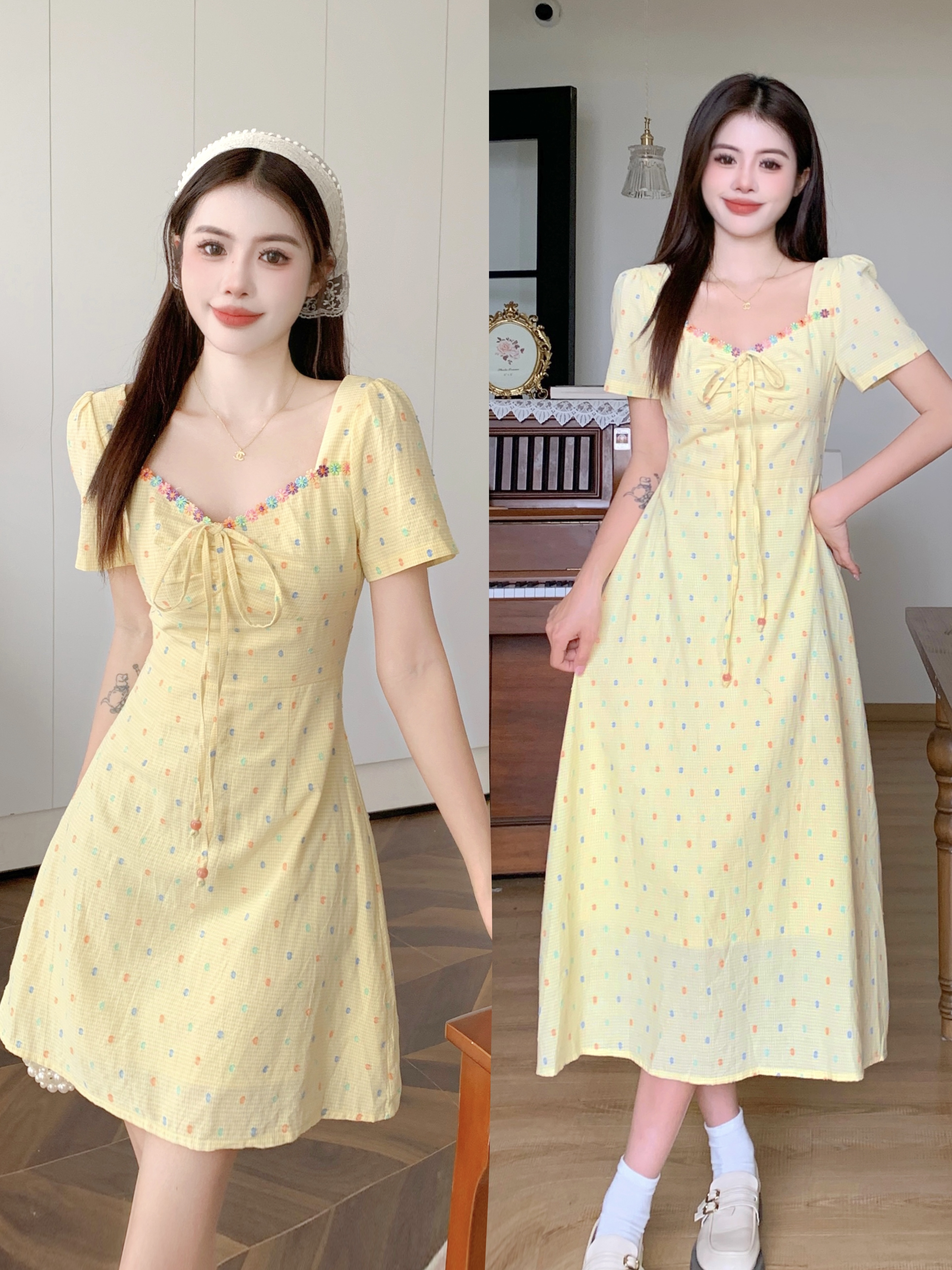 MY7508# 大码女装法式碎花短袖连衣裙2025新款女夏季胖mm收腰显瘦...