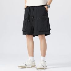 批发实拍冰丝工装短裤男夏季薄款透气宽松运动速干弹力休闲五分裤子