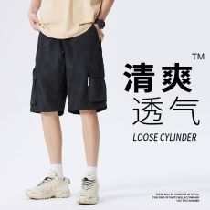 批发实拍冰丝工装短裤男2025夏季新款透气宽松运动速干休闲五分裤子