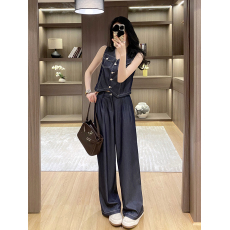 批发南油高版本又a又飒<b class='q'>套装</b>25新款夏款天丝牛仔马甲阔腿<b class='q'>裤</b><b class='q'>两件套</b>