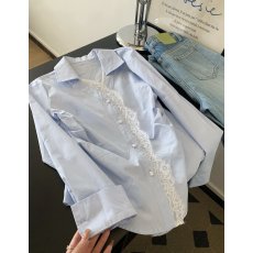 批发法式蕾丝拼接翻领衬衫外套女小个子中长款高级感轻奢减龄洋气上衣