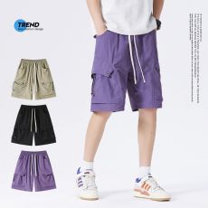 批发实拍夏季新款休闲短裤男宽松潮牌工装多袋裤速干冰感五分裤子男