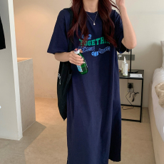 批发实拍特价连衣裙夏季纯棉<b class='q'>衣服</b>中长款过膝裙子胖mm显瘦长裙