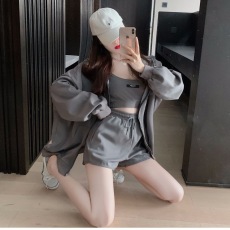 批发运动风套装女春秋装时尚休闲减龄健身跑步网红减龄<b class='q'>卫衣</b>短裤三件套