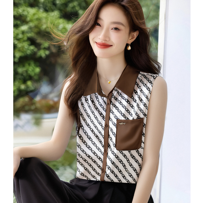 실사 2026 년 새로운 폴로 칼라 셔츠 프린트 무거운 단조 얼굴 조끼 루즈핏 빅 사이즈 여성 셔츠