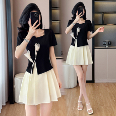 批发已出货 2026新款两件套时尚气质<b class='q'>修身</b>显瘦上衣百褶短裙套装