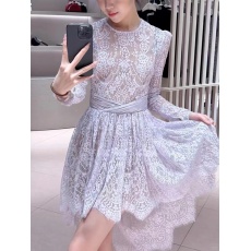 批发<b class='q'>赵</b><b class='q'>丽</b><b class='q'>颖</b>sp<b class='q'>同款</b>2025春夏款紫色气质收腰不规则圆领长袖蕾丝连衣裙女