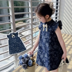 批发中式女童国风连衣裙夏季2025新款<b class='q'>儿童</b>夏款<b class='q'>礼服</b>旗袍裙宝宝汉服裙子