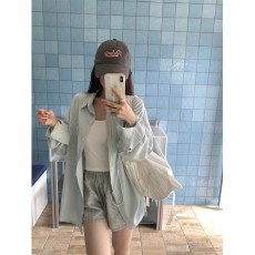 批发含棉梭织 ins韩系条纹<b class='q'>衬衫</b>女设计感休闲宽松<b class='q'>衬衣</b>外套