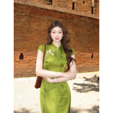 批发2026夏新中式国风庐州月矜贵气质高级<b class='q'>旗袍</b>连衣裙复古老钱显瘦