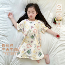 批发[黛琳芬]100-160码莱赛尔短袖睡裙儿童睡衣夏女童小中童家居服26
