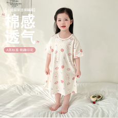 批发[黛琳芬]100-160码莱赛尔短袖睡裙儿童睡衣夏女童小中童家居服26