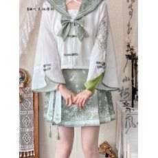批发<b class='q'>猫</b><b class='q'>吃鱼</b>JK原创【鲜衣怒马】正版双子水手服中华风制服套装新款