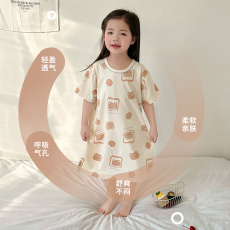 批发[黛琳芬]100-160码莱赛尔短袖睡裙儿童睡衣夏女童小中童家居服26