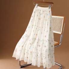 批发黑色网纱蛋糕裙小碎花半身裙春秋2026新小个子仙女长裙百褶裙