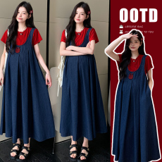 批发实拍 2025夏季新品纯棉T恤+韩版<b class='q'>百搭</b>牛仔背心裙