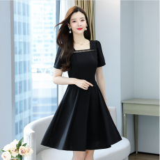 批发<b class='q'>蓝</b><b class='q'>若</b><b class='q'>水</b>大码赫本小黑裙胖MM夏季新品遮肚淑女气质显瘦雪纺连衣裙子