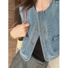 批发时髦洋气百搭叠穿<b class='q'>牛仔</b><b class='q'>马甲女</b>春夏宽松短款小个子无袖背心外穿上衣