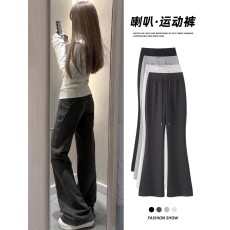 批发微喇叭运动裤女春秋<b class='q'>夏</b>2025款小个子高腰卫裤