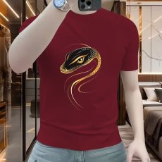 批发新中式国潮休闲个性百搭<b class='q'>中国风</b>金蛇宽松印花男女短袖T恤