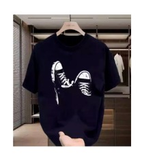 批发青少年无品牌圆领常规夏季潮短袖小众设计<b class='q'>男鞋</b>子印花男装T恤标准