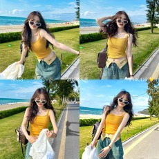 批发官图<b class='q'>特价</b>无袖吊带背心女2025夏季外穿内搭带胸垫穿搭美背一体上衣