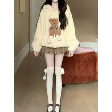 批发【原版加厚面料】韩系设计感<b class='q'>小熊</b>气质连帽<b class='q'>卫衣</b>秋冬新款加厚上衣