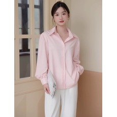 批发高级感粉色衬衫女气质通勤职业免烫抗皱长袖衬衣2025春<b class='q'>秋</b>新款上衣