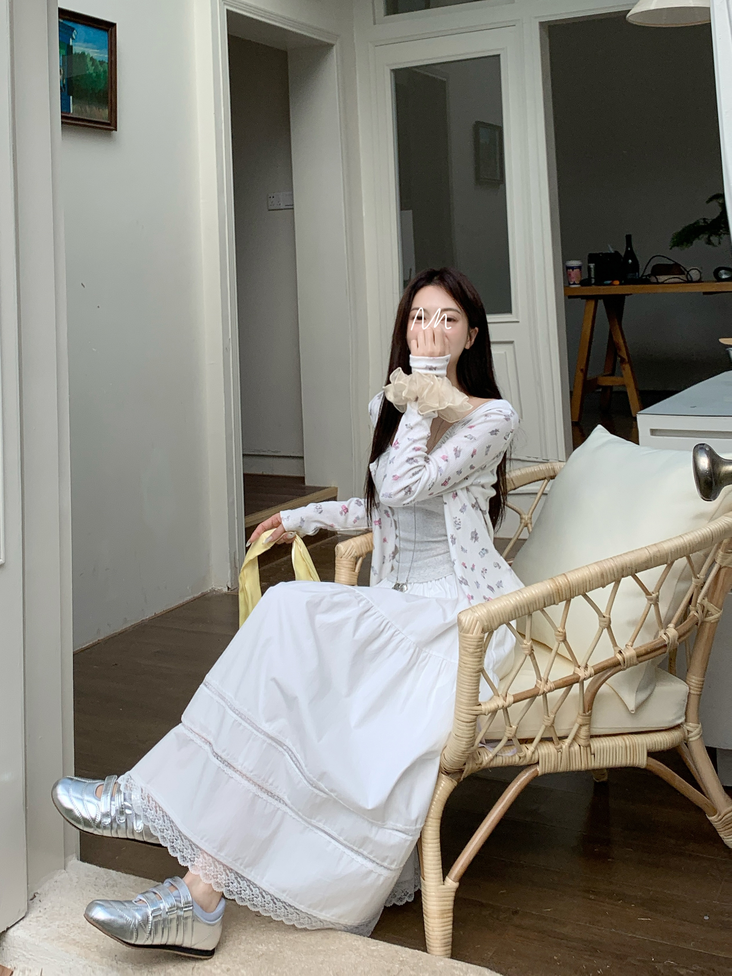 실사 빅 사이즈 여성 의류 한 부서 패치워크 레이스 반신 스커트 여름 하이웨이스트 슬림해 보이는 중간 길이 한 마디 롱 스커트
