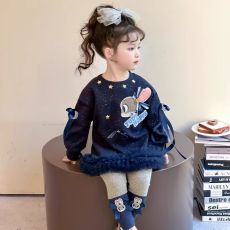 批发女<b class='q'>宝宝</b>网红时尚春装中小童韩版洋气卡通春季新款洋气<b class='q'>打底裤</b>套装潮