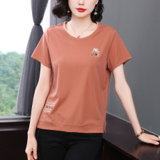 批发<b class='q'>妈妈装</b>夏装纯棉新款短袖T恤女2026新款减龄遮肚上衣半袖体恤衫潮