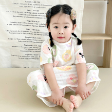 批发[黛琳芬]80-130码A类竹纤维短袖连体睡裤儿童睡衣小中童家居服26