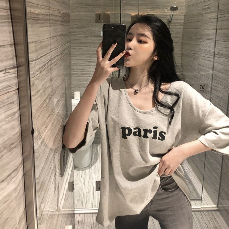 있음 선적 대외 무역 원본 새로운 티셔츠 여성용 짧은 소매 루즈핏 한국 스타일 여름 알파벳 프린트 여성 의류 맨위