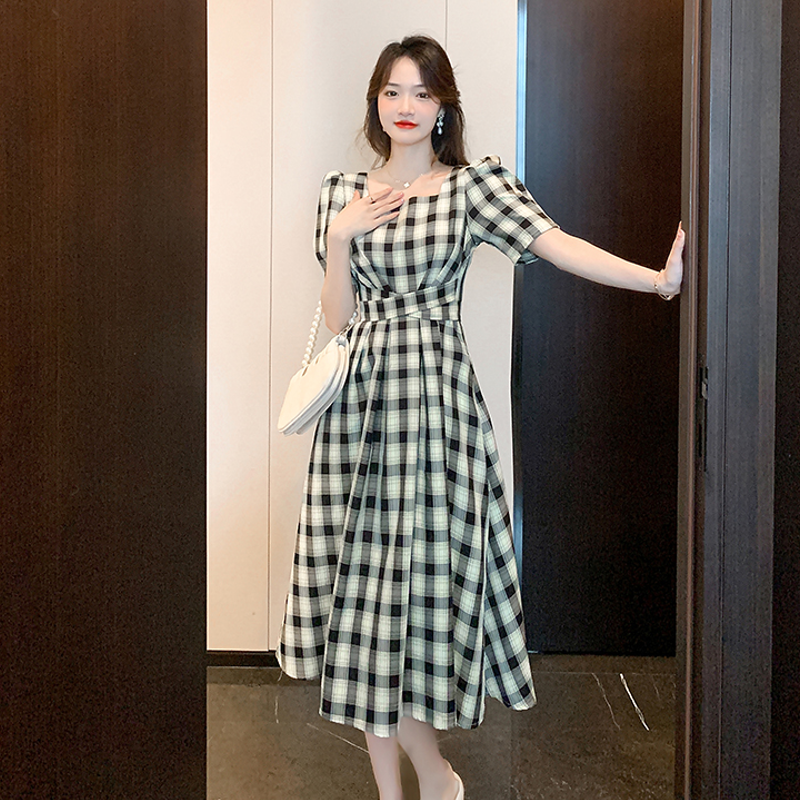FA25320# 微胖女孩穿搭大码女装连衣裙新款夏季胖mm遮肚显瘦法式裙子  服裝批發女裝批發服飾貨源