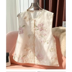批发新中式国风重工蝶恋花刺绣欧根纱<b class='q'>马甲</b>女装2026夏新款薄款叠穿上衣