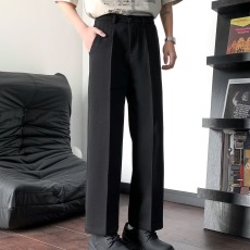 批发男士夏季薄款垂感高级感冰丝西裤直筒宽松西装裤休闲长裤