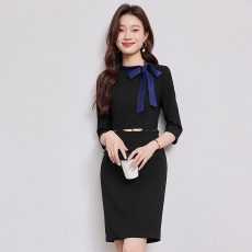 批发<b class='q'>酒店</b><b class='q'>服务员</b>职业工装短袖连衣裙女春夏修身显瘦气质通勤工作服裙子