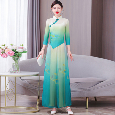 批发新款古典舞蹈服只此青绿中国风身韵纱衣跳舞专用旗袍练功演出服装