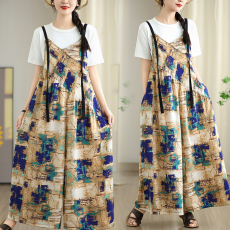 批发实拍女装背带裤吊带百搭阔腿裤女夏款气质宽松薄款<b class='q'>连体裤</b>