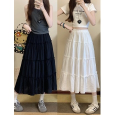 批发实拍2026夏装新款胖mm大码温柔风高腰半身裙韩系中长款蓬蓬蛋糕裙