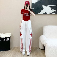 批发网红时尚广场舞<b class='q'>服装</b>新款套装夏季<b class='q'>爵士舞</b>裤子炸街休闲运动工装裤女