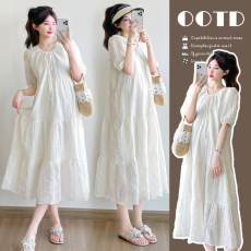 批发实拍现~春季上新！2026韩版简约时尚宽松版文艺大码刺绣连衣裙