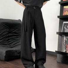 批发黑色弯刀西裤垂坠感高级感痞帅裤子男<b class='q'>春</b>季cleanfit直筒微喇休闲裤