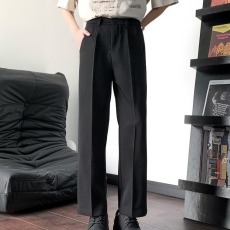 批发白裤子男士夏季薄款垂感高级感冰丝西裤直筒宽松西装裤休闲长裤