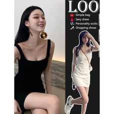 批发黑色紧身内搭无袖吊带背心裙女夏包臀性感运动显身材<b class='q'>连衣裙</b>短裙子