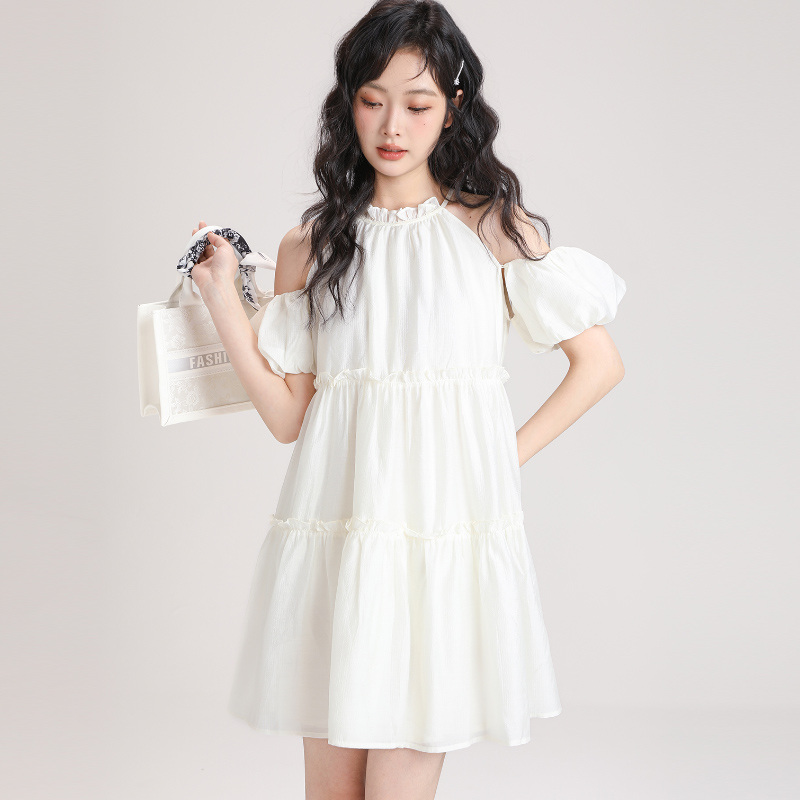 2026 새로운 행침 목 인형 치마 표지 고기 꽃밭 소매 미니 스커트 둘 착용 데이트 치마 휴가 드레스