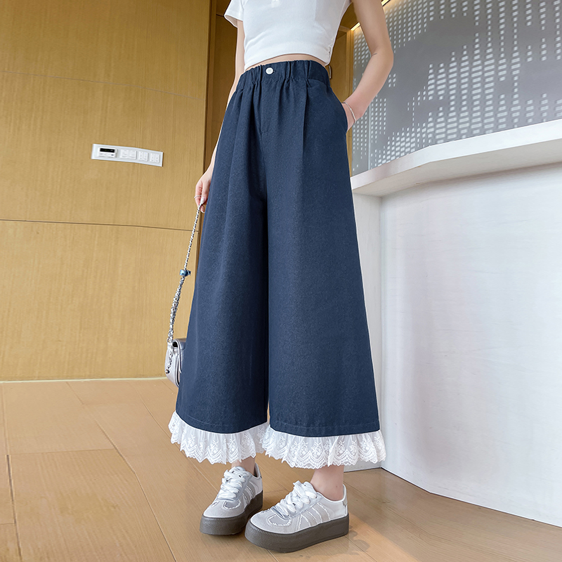 Lace Tencel Washed Cotton Casual Pants Women's Summer Nine