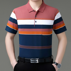 批发高端<b class='q'>中年</b><b class='q'>男士</b>翻领短袖<b class='q'>t</b><b class='q'>恤</b>夏季真口袋爸爸装宽松加大透气Polo上衣
